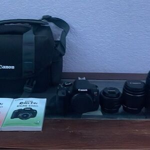 Canon rebel t4i Black Camera Set with Lenses and Bag